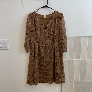 Brown polkadot dress with drawstring waist, Old Navy, size medium